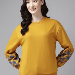 The Roadster Lifestyle Co. Women Embroidered Cotton Pullover Sweatshirts-image-56