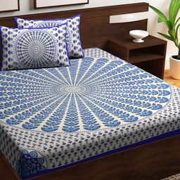 Myntra Elegant Homes Ethnic Motifs 144 TC Queen Cotton Bedsheet with 2 Pillow Covers-image-73