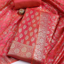 Meena Bazaar Woven Design Art Silk Unstitched Dress Material-image-48
