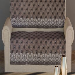 Fashion Throw Brown & White Printed Velvet 2 Piece Sofa Cover-image-82
