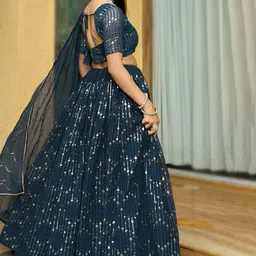 BAESD Embroidered Sequinned Semi-Stitched Lehenga & Unstitched Blouse With Dupatta image 5