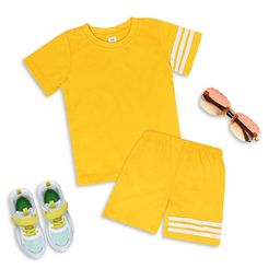 High Street Clothing Co Kids Striped Round Neck T-shirt With Shorts-image-40