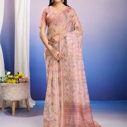 Mitera Floral Sequinned Organza Ready to Wear Saree-picture-29