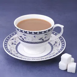 UPC Set of 6 White & Blue Floral Printed Glossy Ceramic Cups & Saucer Set 180ml image 5