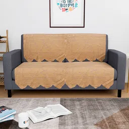 Kuber Industries Gold Toned 4 Pieces Floral Self Design 2 Seater Cotton Sofa Cover-image-16