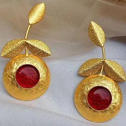FindHerFavorite Gold-Plated Artificial Stones Studded Contemporary Drop Earrings-58