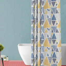 ArtzFolio Yellow and White Geometric Printed Waterproof Shower Curtain-image-73