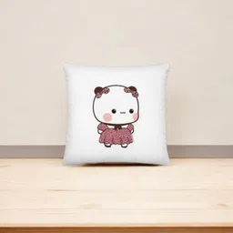 Anikmart White & Pink Printed Square Shaped Pre-Filled Cushion-10