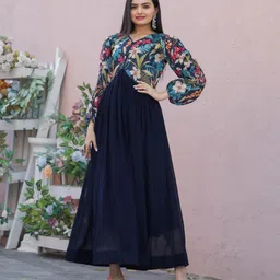 Tilton Women Floral Printed Fit and Flare Maxi Dress-image-15