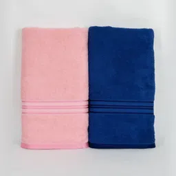Aura Peach-Coloured & Blue 2 Cotton 400 GSM Bath Towel-14