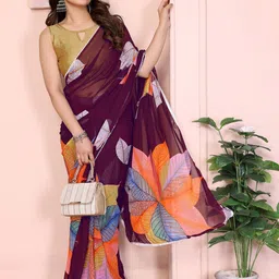 KALINI Purple Printed Poly Georgette Sarees-picture-38