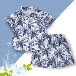 YK Boys Tropical Printed Short Sleeves Shirt With Shorts-image-90