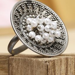 OOMPH Beaded Adjustable Finger Ring-56