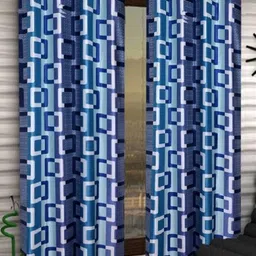 BELLA TRUE 270 cm (9 ft) Polyester Semi Transparent Long Door Curtain (Pack Of 2) (Floral, Blue)-image-78