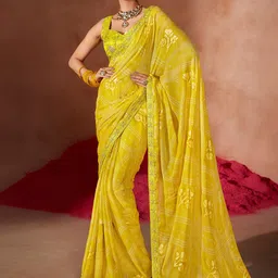 TIRA Bandhani Print Beads and Stones Saree-picture-7