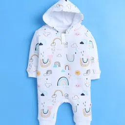 BUMZEE Infants Girls Conversational Printed Hooded Sleepsuit-picture-2