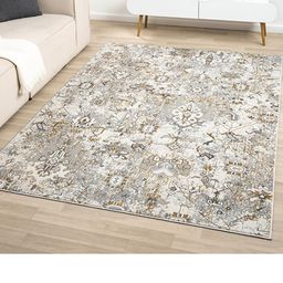 Kaleen India Yellow Abstract Printed Rectangle Anti-Skid Polypropylene Carpet-image-16