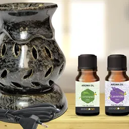 PEEPALCOMM 3 Pieces Black Pieces Aroma Oil Diffuser With Scented Lemon & Lavender Oils-11