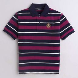 CELSIUS Kids Striped Polo Collar Applique T-shirt-image-90