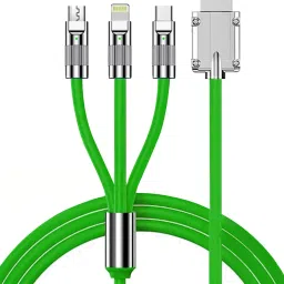 Retail Infinity Green 3-in-1 120W 6amp Fast Charging cable Type-C, Micro USB and lightning Phone Converter-18