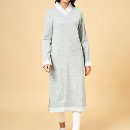 RANGMANCH BY PANTALOONS Women Grey V-Neck Straight Kurta-image-93