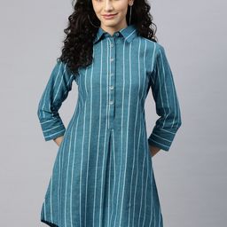 Cottinfab Striped Cotton Shirt Style Top-image-14