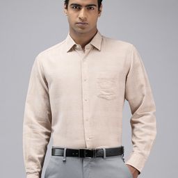 Van Heusen Linen Cotton Self Design Custom Fit Textured Formal Shirt-image-79