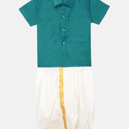 Thangamagan Boys Blue Solid Panjagajam & Shirt Set-47