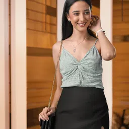 MANGO Black Solid Mini Skirt-image-87