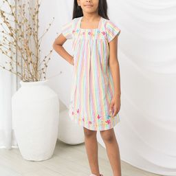 Fairies Forever Girls Striped Cotton A-Line Dress-image-64