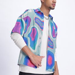 glitchez Canvas Art Drop-Shoulder Oversized Shirt-image-37