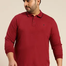 Sztori Men Plus Size Red Solid Polo Collar T-shirt-picture-44