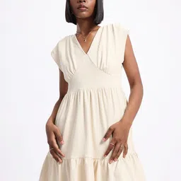 glitchez Pastel Paradise Textured Tie-Up Back Mini A-Line Dress-picture-9