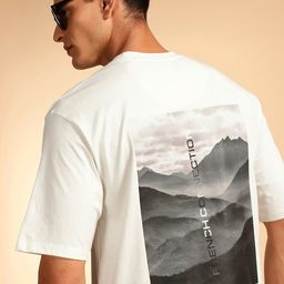 French Connection Printed Drop-Shoulder Sleeves Pure Cotton Oversized T-shirt-image-11