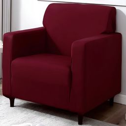 HOKIPO Maroon 1 Seater Sofa Cover With Arms-image-65