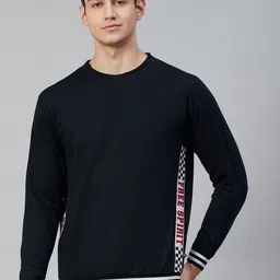 Hubberholme Men Navy Blue Solid Cotton Sweatshirt-image-97