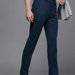 Louis Philippe Men Navy Blue Slim Fit Formal Trousers-picture-3