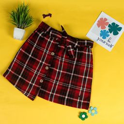 Purple United Kids Girls Checked A-Line Mini Skirts-image-95