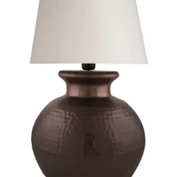 Homesake Copper Antique Hammered Pitcher Table Lamp with Khadi Shade (Bulb Included) - Set of 1 image 3