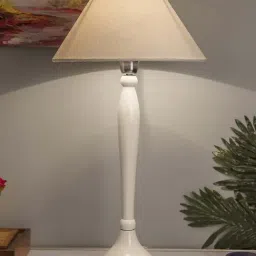 Homesake Glossy White Royal Ovoid Aluminium Table Lamp with White Cone Shade (Bulb Included)-image-127