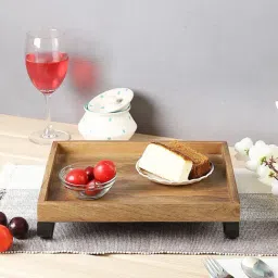 Crayton Mango Wood Serving Tray with Bottom Metal Handle - Set of 1-62