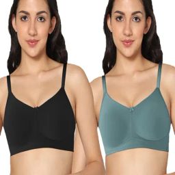 IN CARE Black & Olive Non-Wired Full Coverage T-Shirt Bra - Pack of 2-image-110