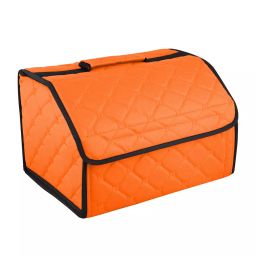 Allextreme Backseat Trunk Organizer Bag Faux Leather Orange and Black Color and Small Size for Cars, SUVs & Trucks, EXTOSOB1-37