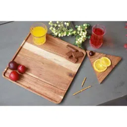 ICRAFT Choras Brown Acacia Wood Platter - Set of 1-image-9