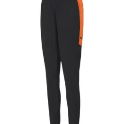 Puma Kids ftblNXT Black & Shocking Orange Cotton Color Block Pattern Trackpants-image-69