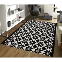 Saral Home Abstract Black Cotton Multiuse Handwoven Rug-image-5
