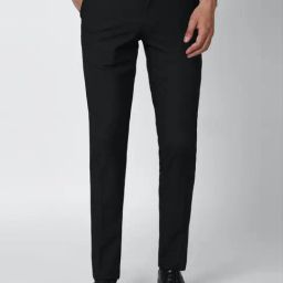 Van Heusen Black Slim Fit Flat Front Trousers-image-56