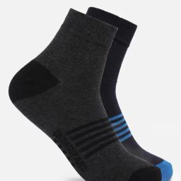 UnderJeans by Spykar Grey & Navy Printed Socks - Pack of 2-image-67