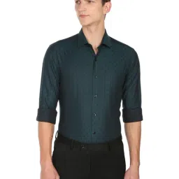 Arrow Dark Green Cotton Slim Fit Printed Shirt-picture-36