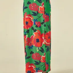 Cover Story Green Printed A-Line Maxi Skirt-picture-1